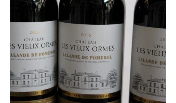 9 flessen à 75cl rode wijn, Chateau Les Vieux Ormes, Lalande de Pomerol, 2016